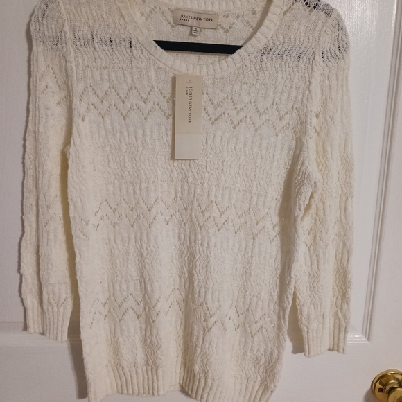 Jones of New York White EyeLet Sweater NWT - Picture 2 of 7